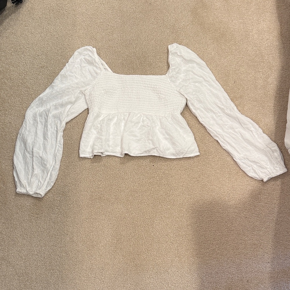 Hollister White Puff Sleeve Blouse